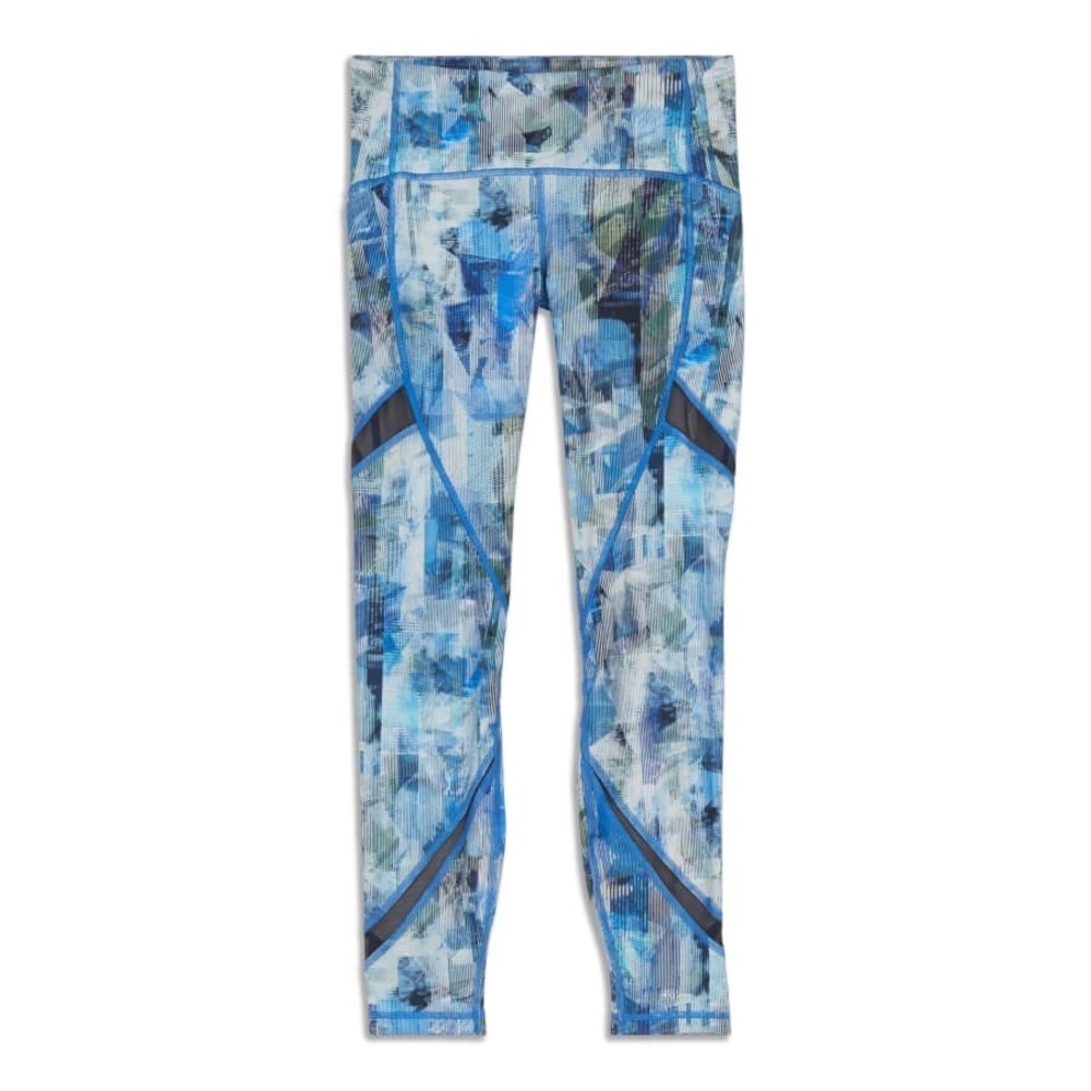Lululemon On Pace Patterned Cropped Leggings Blue